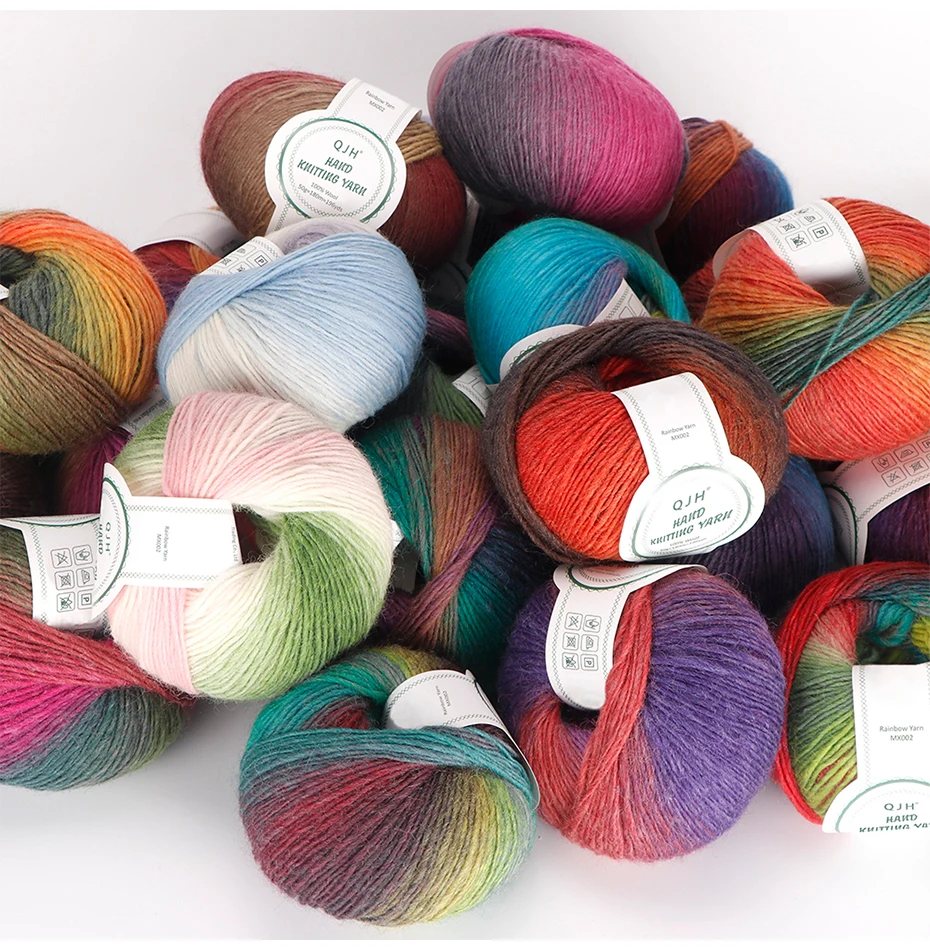 Qjh weiches mehrfarbiges 1,76 Wollgarn zum Häkeln und Stricken, Luxus kollektion Kammgarn dk Gewicht Yarn-50g/180 oz (m/196yd) – Detail 9