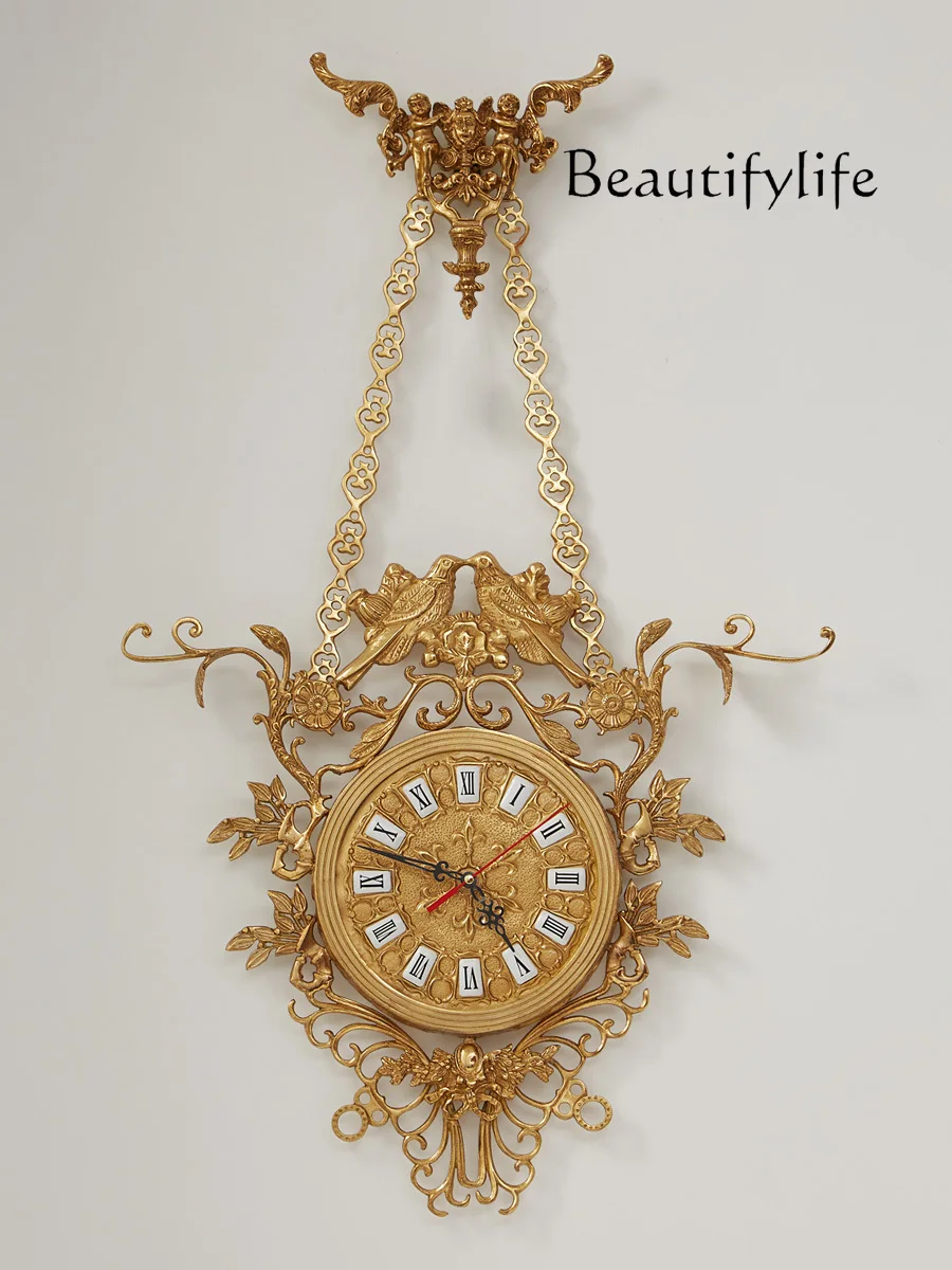 

French Baroque Style Retro Heavy Industry Chain Decoration Classical Wall Clock Distressed Irregular