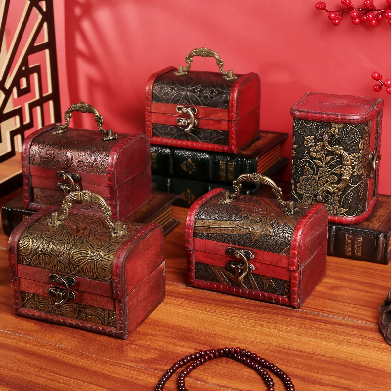 

Vintage Wooden Box Storage Box Jewelry and Jewelry Storage Crafts Home Decoration Decorative Figurines