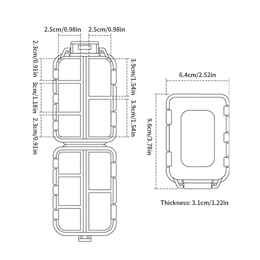 Portable 10 Grids Pill Organizer Box Travel Medicine Storage Case for Vitamin Fish Oil Drug Dispenser Drug Storage Box