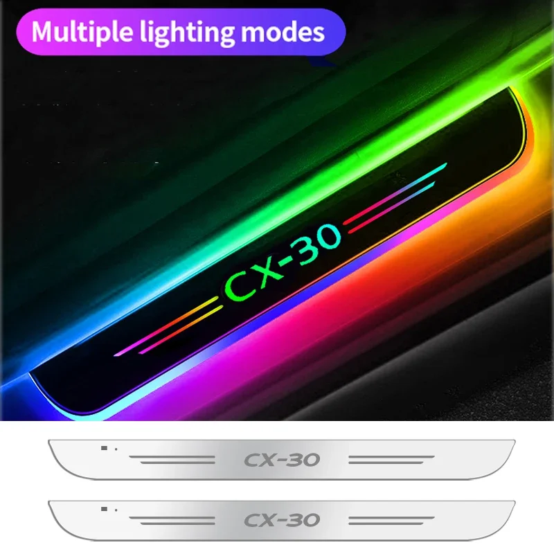 Car Door Threshold Strip LED Streamer Lights for Mazda CX30 CX-30 Door sill Welcome Pedal Lamp Decoration Accessories