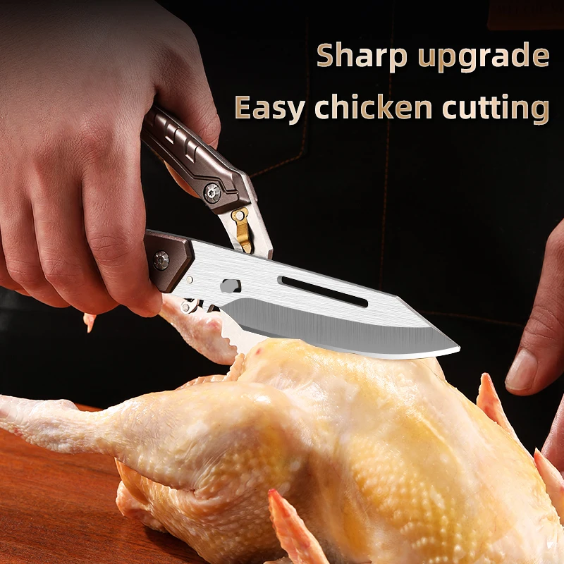 Description Picture 3 of itemStainless Steel Kitchen Scissors Multifunctional Chicken Bone Scissors Shear Fish Duck Cut Chef Professional Scissors Knife Tool