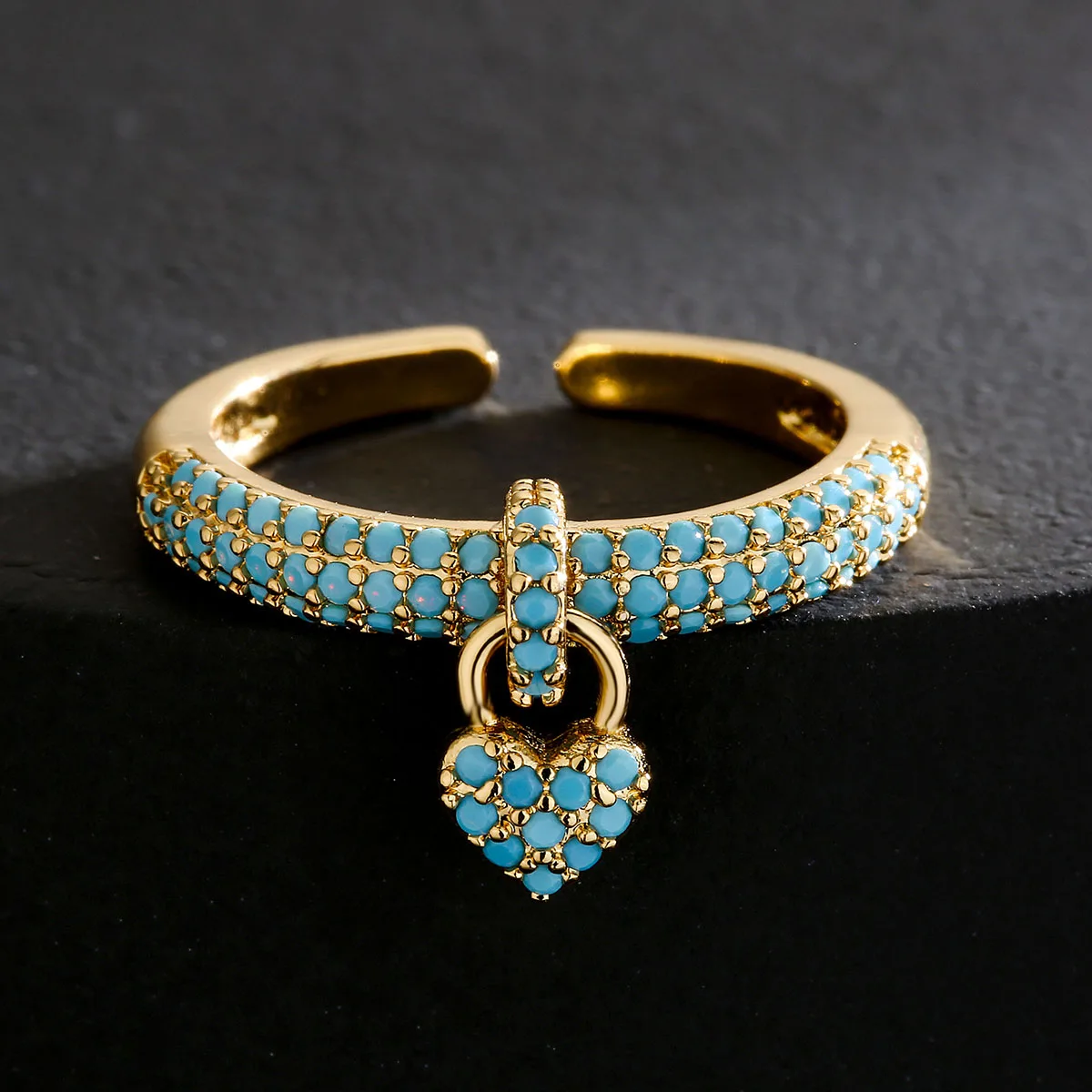 CZ Zircon Inlay Heart Charm Finger Rings Fashion for Women Wedding Jewelry Mafisar