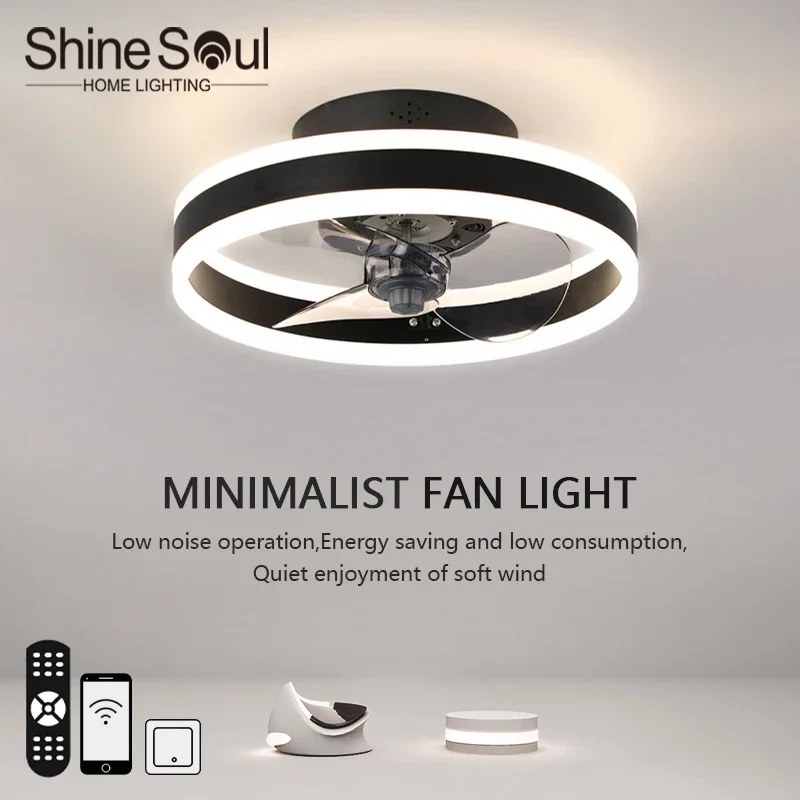 Modern LED Ceiling Fan Light Intelligent APP Remote Dimming 6-speed Fan Light Bedroom Living Room Dining Room Home Electric Fans