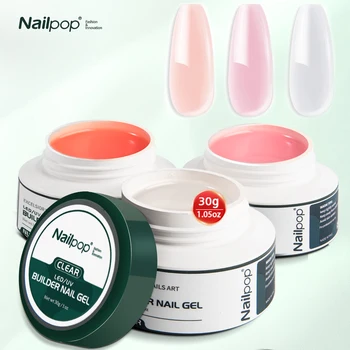 Nailpop Builder Nail UV Gel 30G Clear Hard Gel for Nail Extension Nude Pink Builder Base Gel Professional Nail Salon Home DIY 1