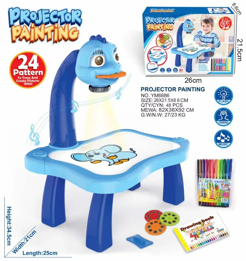 Children Painting Board Desk Led Projector Art Drawing Learning Table Educational Toys Kids Drawing Projector Toy