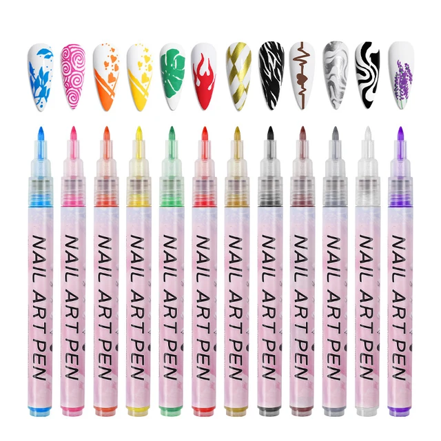 12 Colors Art Graffiti Pen Set, Acrylic Paint Pens Fine Tip Nail Pens for  3D Nail Art Marker Line Drawing, Dotting, DIY Manicure - AliExpress