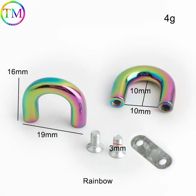 Rainbow 10mm 13 20 25mm Metal Screws Hanger Hooks Connector Anchor Arch Bridge Buckle Bag Side Clip Clasp For Handbag Hardware
