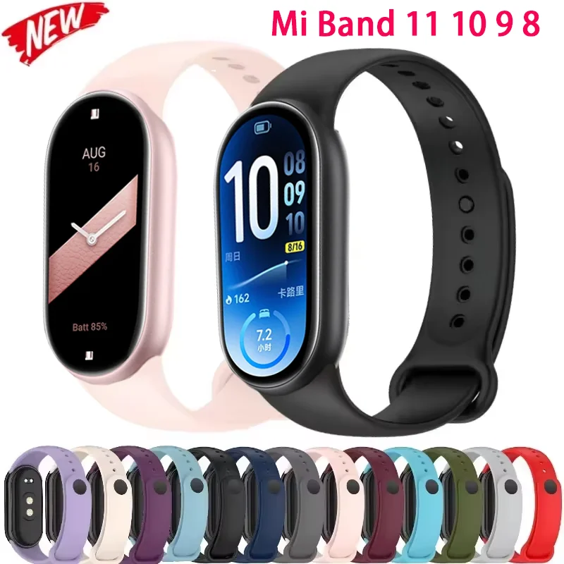 Weiches, offizielles Silikonarmband für Xiaomi Mi Band 11, 10, Sport-Smart-Armband, Mi Band 8, 9, Ersatzarmband, Zubehör.