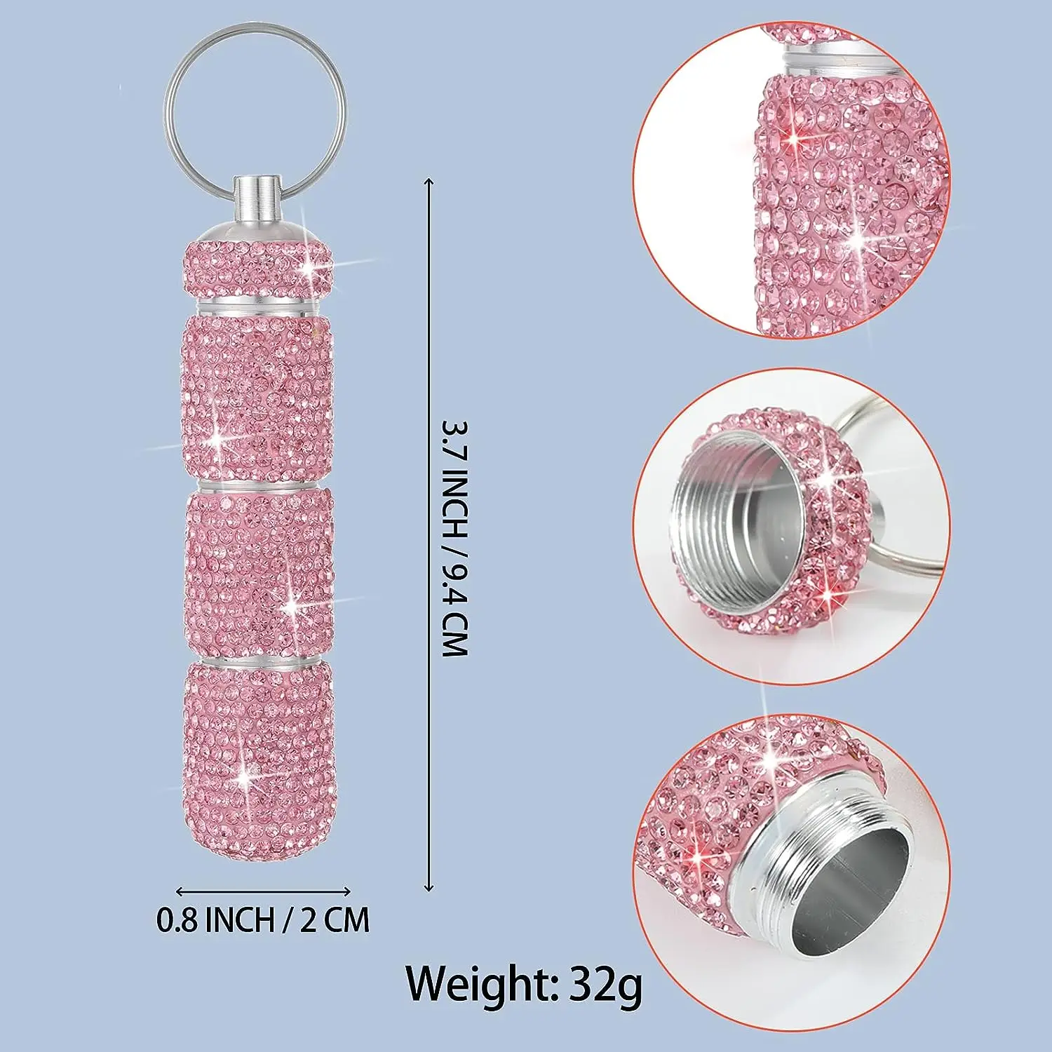 Bling Rhinestone Pill Case, Portable Waterproof Travel Pill Holder with Keychain, Small... - SKU BRPC2131 - UGI Packaging