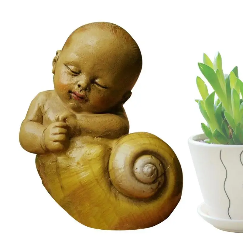 

Snail Resin Ornament With Baby Fairy Garden Sleeping Baby Ornament Home Table Ornament Fairy Garden Snail Resin Snail