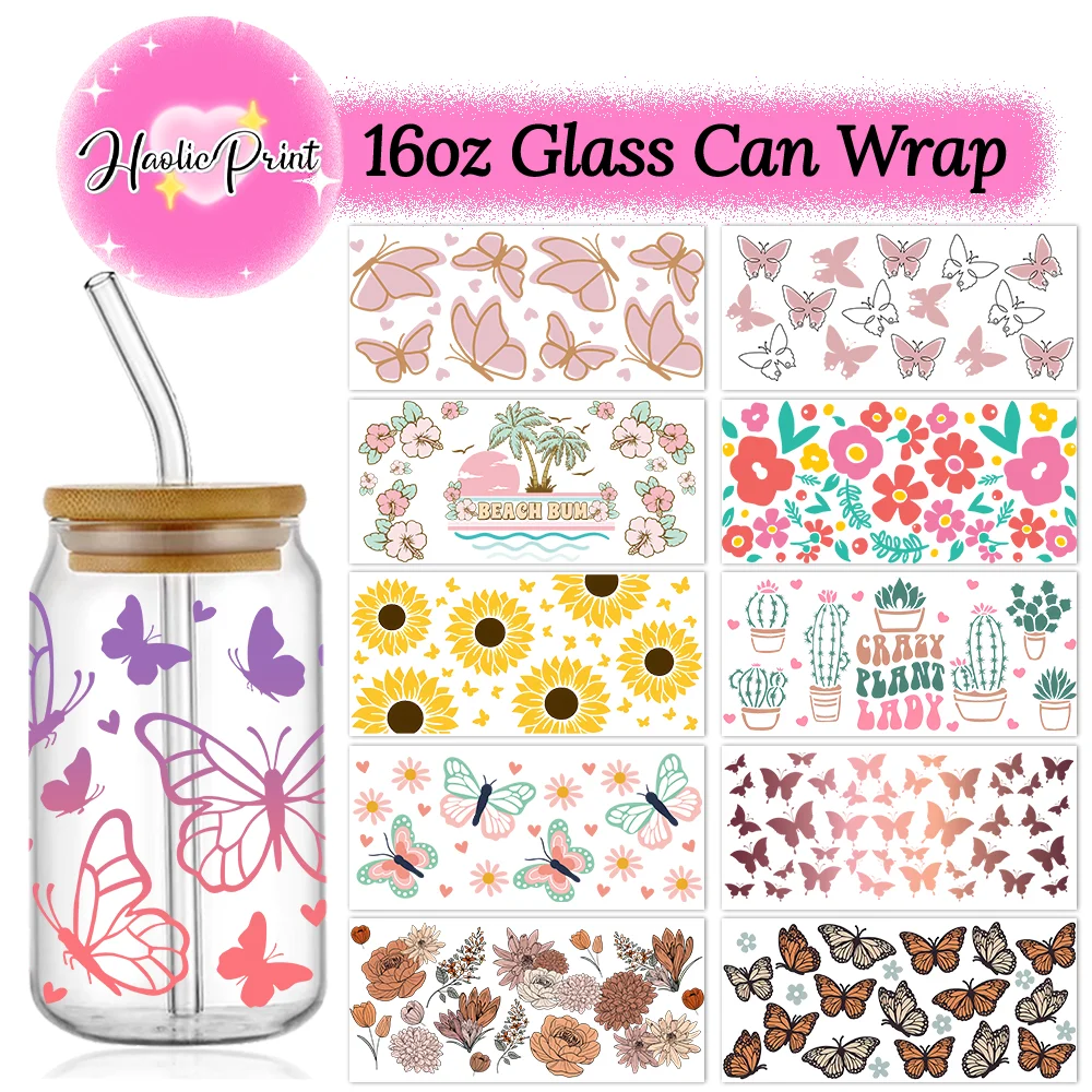 Butterfly Flower UV DTF Cups Wrap Sticker DIY Label Waterproof Print