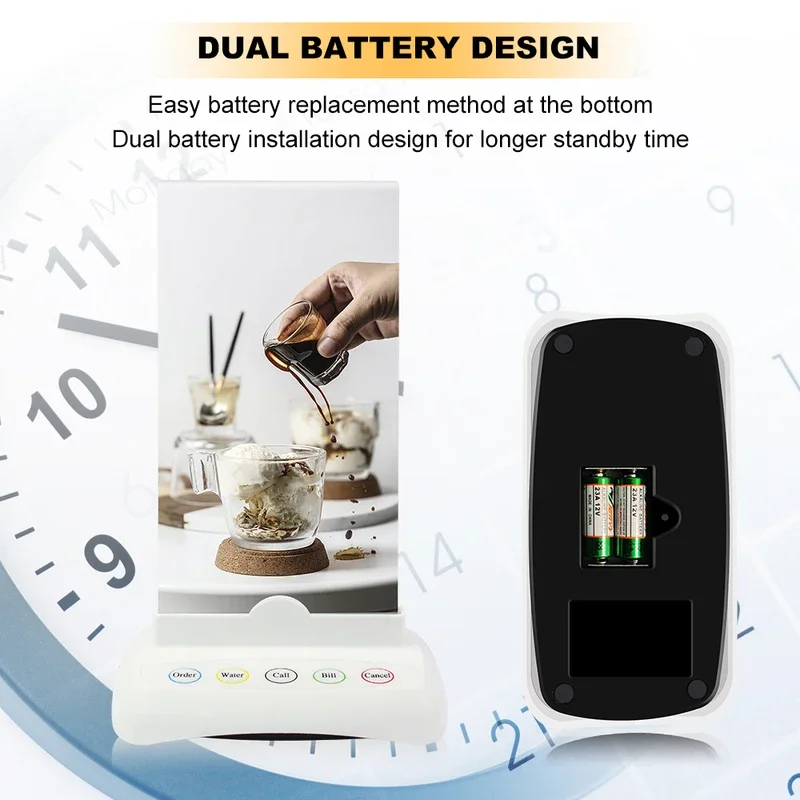 QWICALL 5 Pcs of Wireless Service Call Bells Buttons Transmitter Restaurant Cafe Bar Guest Service Calling Systems