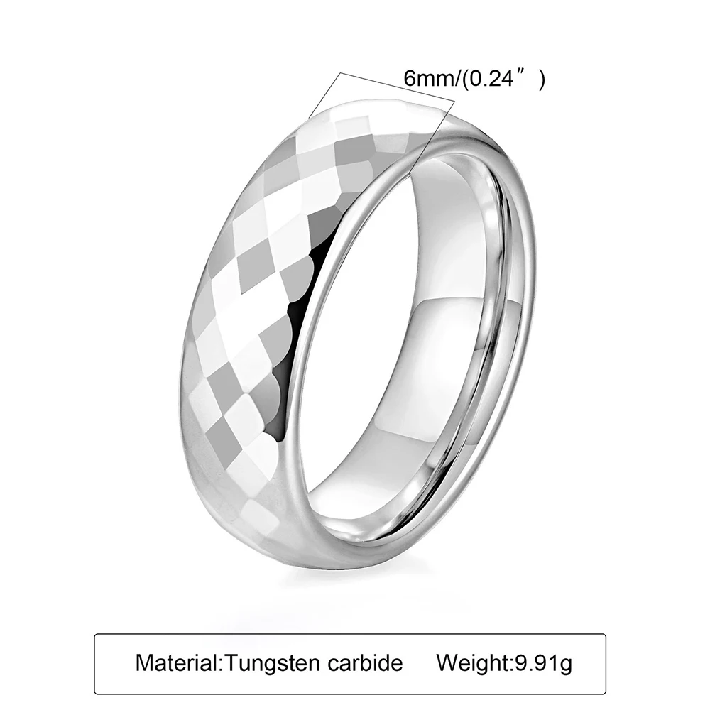 4/6mm schwarz/gold/silber facettierte Kante Kuppel poliert Wolfram karbid Ehering Ringe für Frauen Größe 5-12 – Detail 6