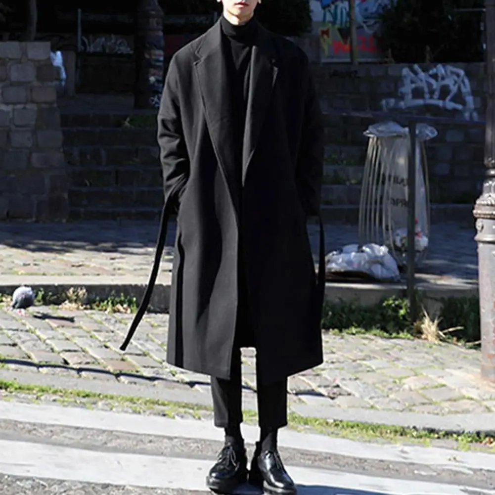 Long Sleeve Coat for Men Stylish Men's Loose Casual Long Coat Trendy Autumn Winter Overcoat for Off-duty Office Look for Men