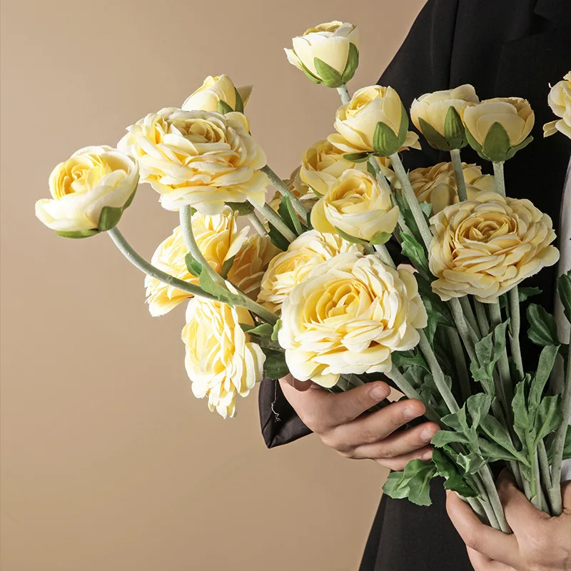 YellowArtificialCameliaFlowersWhiteSilkFlowersforWeddingFakeFloralHomeLivingRoom