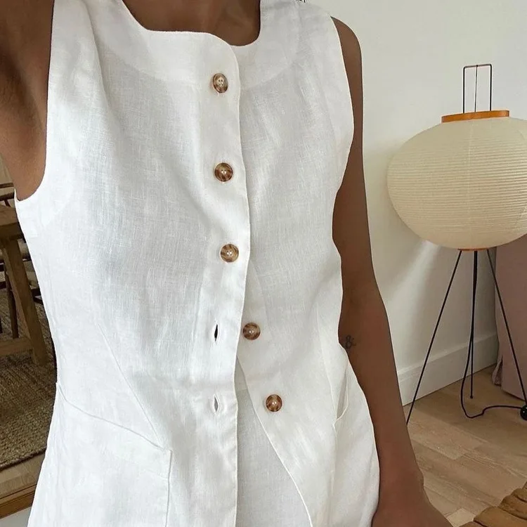 Conjunto de 2 piezas de falda larga blanca de cintura alta para mujer: top ajustado sin mangas y falda larga informal, conjuntos de patchwork para mujer