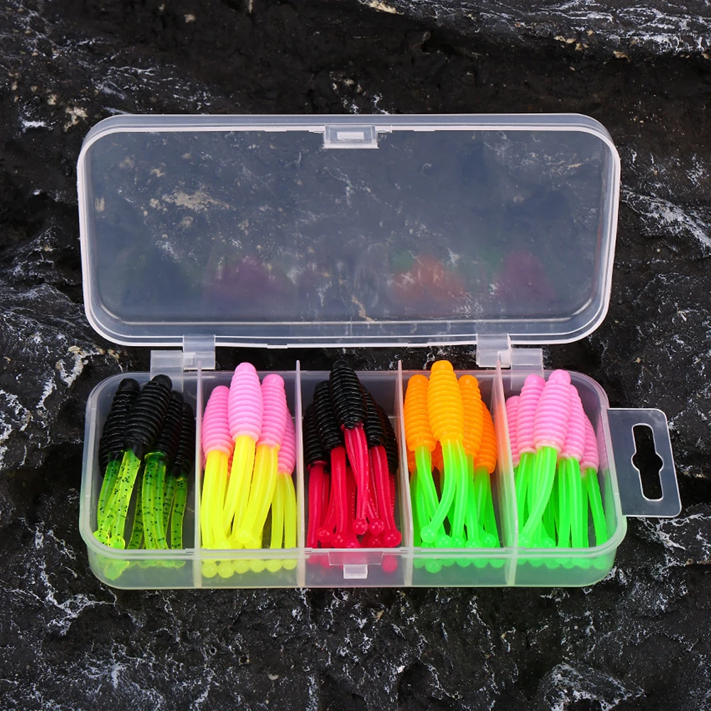 30pcs Soft Fishing Lures 50mm 1.2g Artificial Bait Wobbler Fishing Baits for Saltwater and Freshwater Bass Crappie Walleye