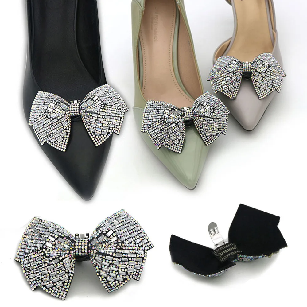 

1/2/3Pcs Rhinestones Bow Bride Shoes Buckles Prom Crystal Shoe Clips Shoes Decorations Charm Party Wedding Shoes Accessories