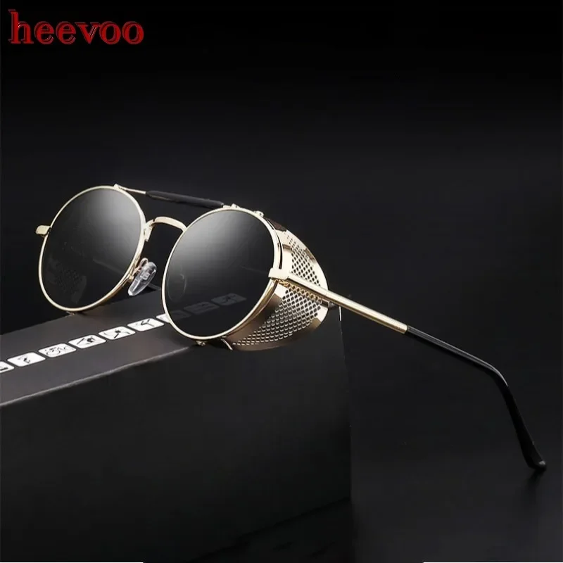 Steampunk Sunglasses Retro Personality Windshield Frame Round Color Film UV400