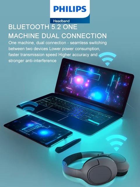 Original Philips TAH7508 Wireless Bluetooth Headset Over-ear Hood Headphones Esports Gaming Hi-Fi with HD Microphone Earphone 6 Original Philips TAH7508 Wireless Bluetooth Headset Over-ear Hood Headphones Esports Gaming Hi-Fi with HD Microphone Earphone 6