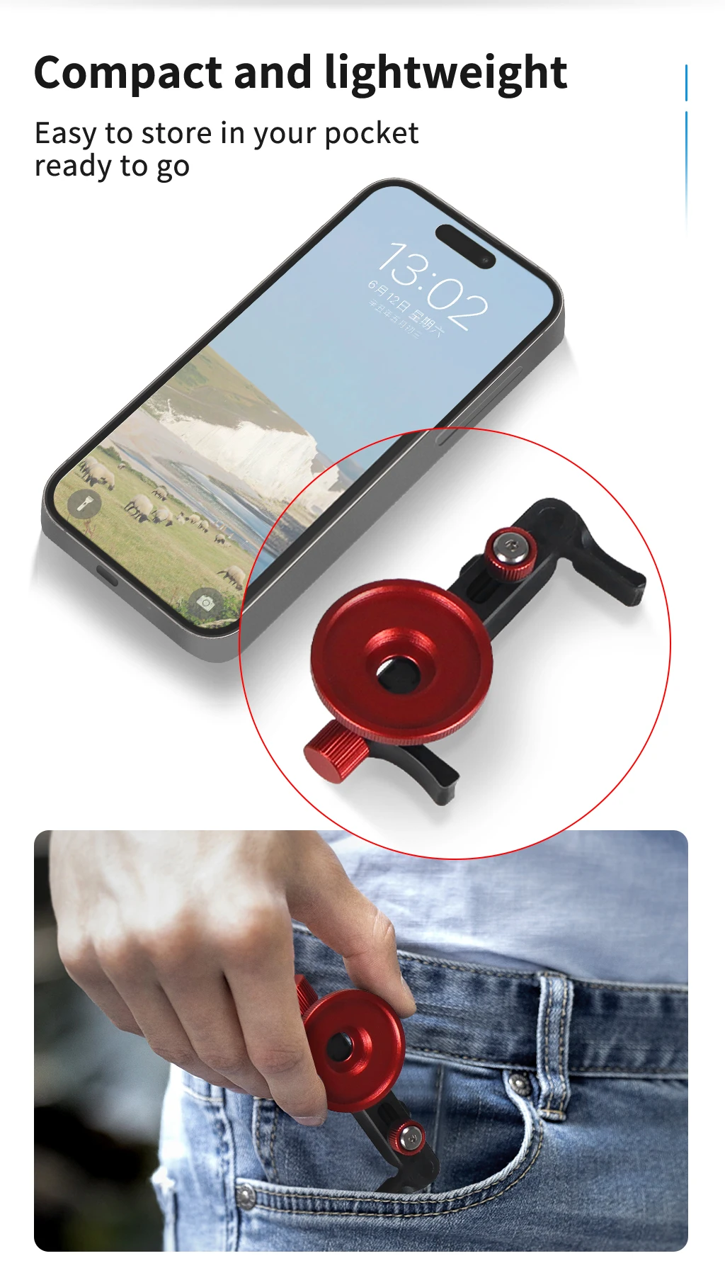 37mm Aluminium Telefon Clip Filter Adapter Universal Halterung für iPhone Samsung 67-80mm Mobiltelefon Kalten Schuh Mikrofon LED Halterung – Detail 17