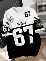 T-shirt d'été imprimé numérique 3D pour enfants, style sportif, haut patchwork à manches courtes, maillot de football Y2K, coupe ample 6