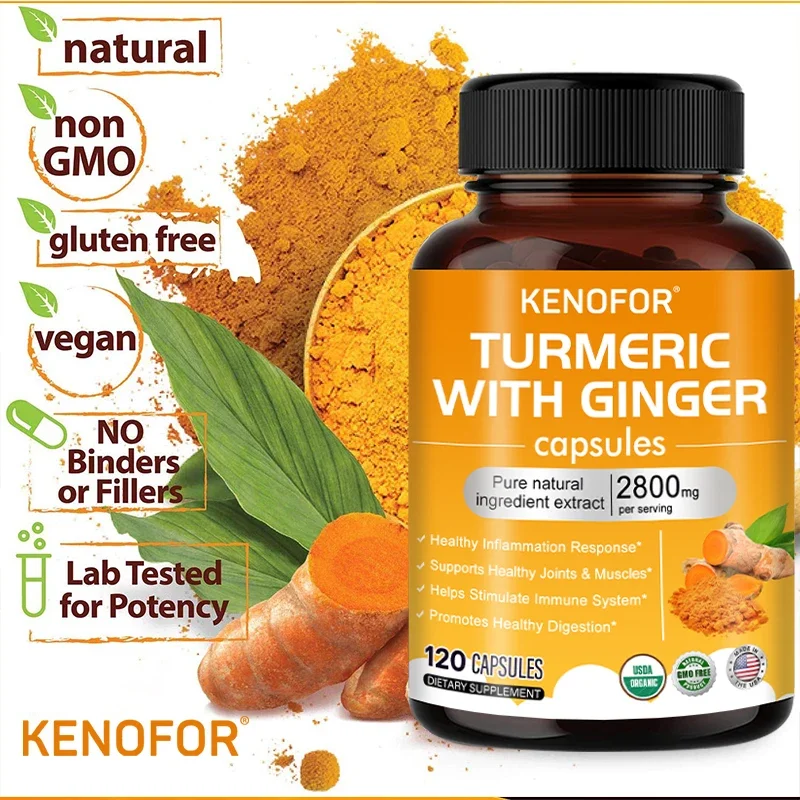 Turmeric & Ginger 2800 Mg Glucosamine Chondroitin MSM Natural Joint Support Supplement Antioxidant Anti-Inflammatory