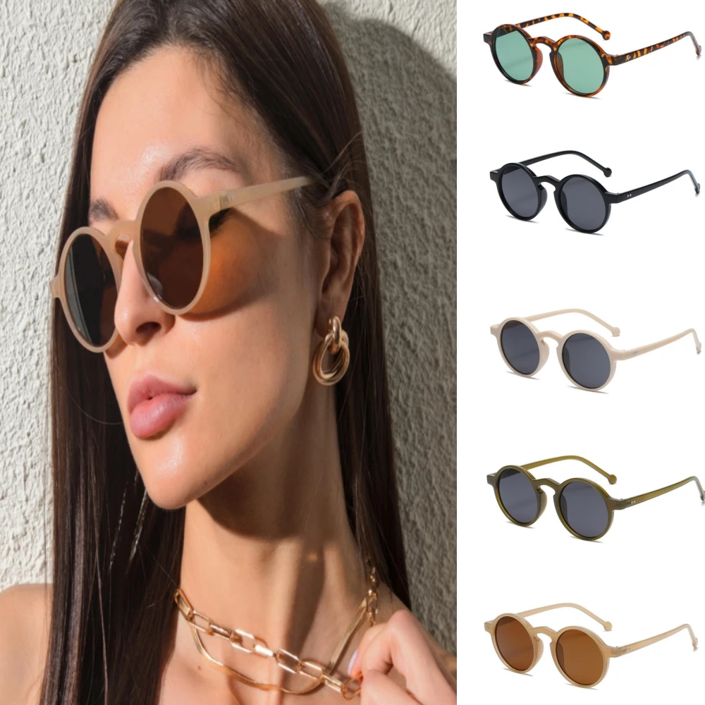 

2023 Vintage Round Sunglasses Women Brand Designer Classic Retro Small Frame Sun Glasses Lady Black Driving Eyewear