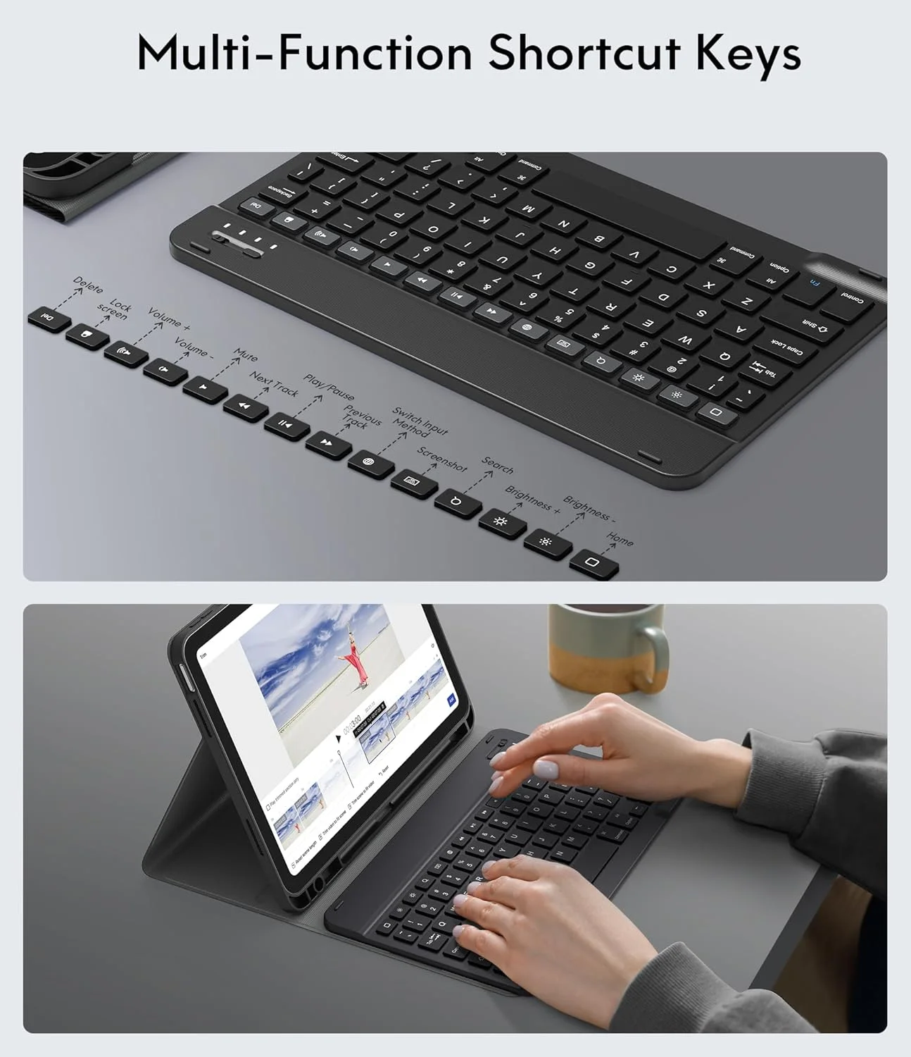 Versatile Wireless Keyboard and Mouse Set with Detachable Protective Cover