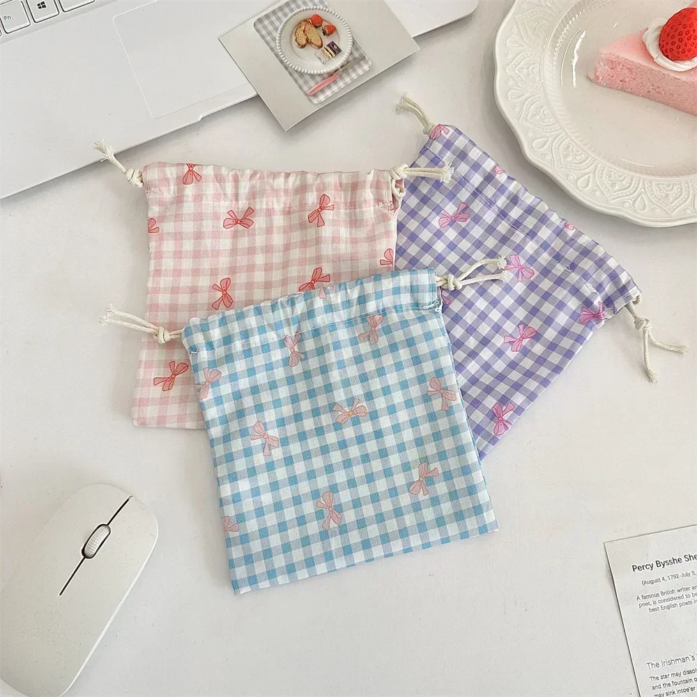 Small Coin Purse Key Earphone Data Cable Drawstring Storage Cloth Bag Jewelry Lipstick Cosmetic Tote Rope Pouch String Mini Bags