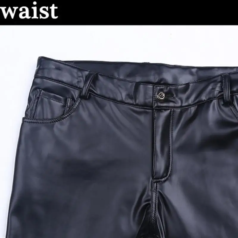 Size 28-38 Men PU Leather Pants Spring Autumn Winter Casual Slim Skinny Elastic Long Motorcycle Sreet Wear Pants Punk