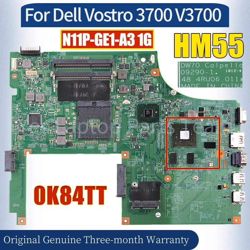 Placa-mãe do Portátil 092901 para Dell Vostro 3700 V3700 Cn0k84tt N11p-ge1-a3 1g Hm55 100 Testado