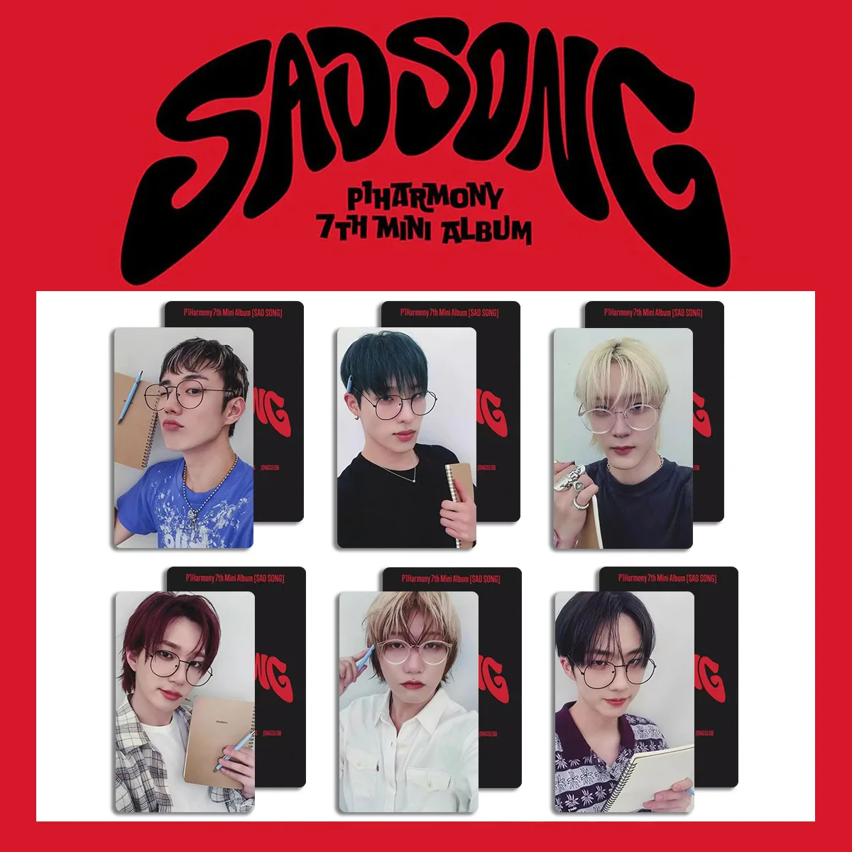 6pcs/set Kpop P1Harmony Group Album SAD SONG LOMO Card