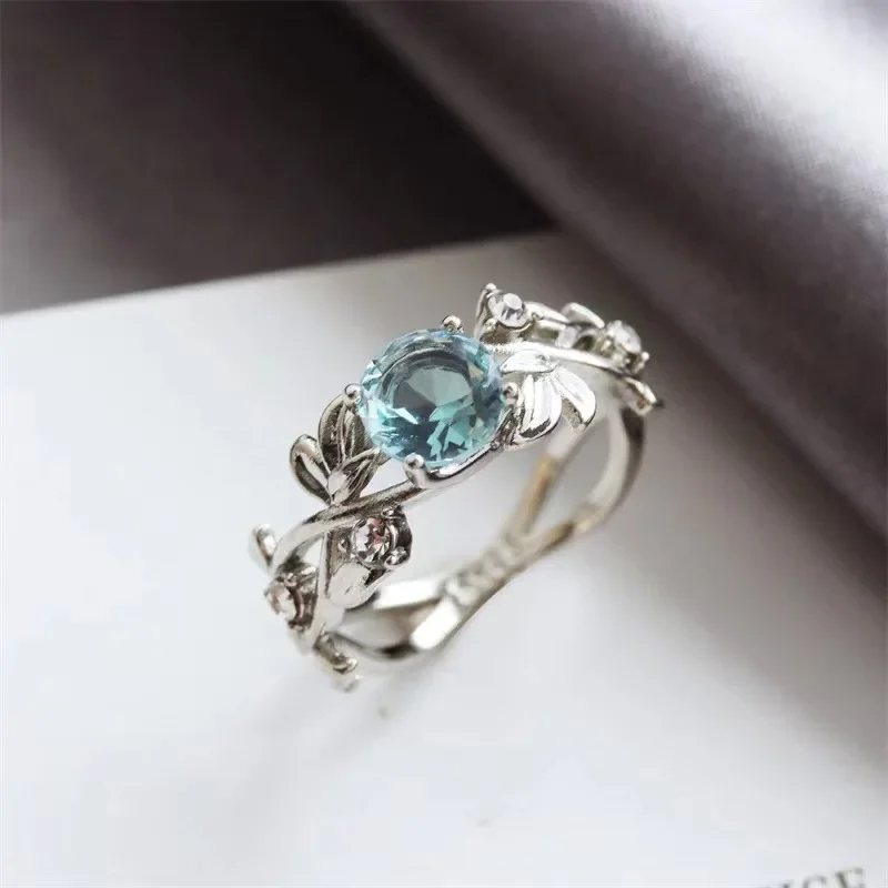 Fashion Creative Blue Crystal Branch Ring Women Light Luxury Personalized Versatile Ring Jewelry Accessories Серьги Женские