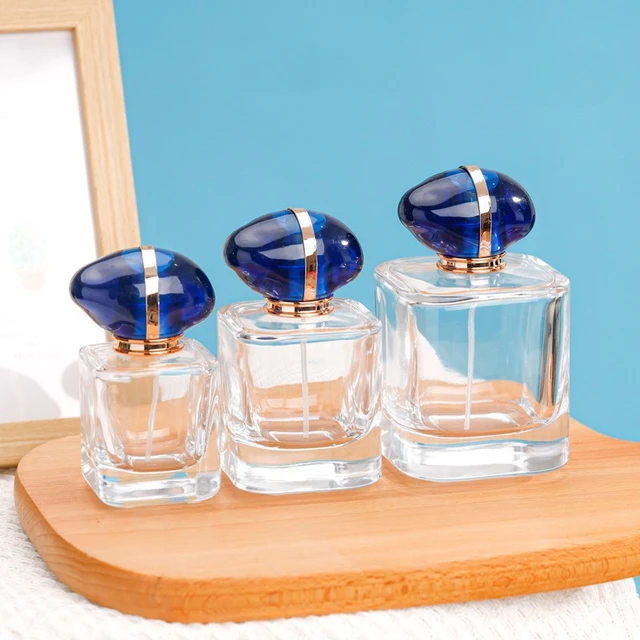 Perfume Bottle Glass 30/50/100ML Portable Spray Bottle Sapphire Lid Cosmetic  Container Travel Sprayer Mist Atomizer Sanitizer - AliExpress
