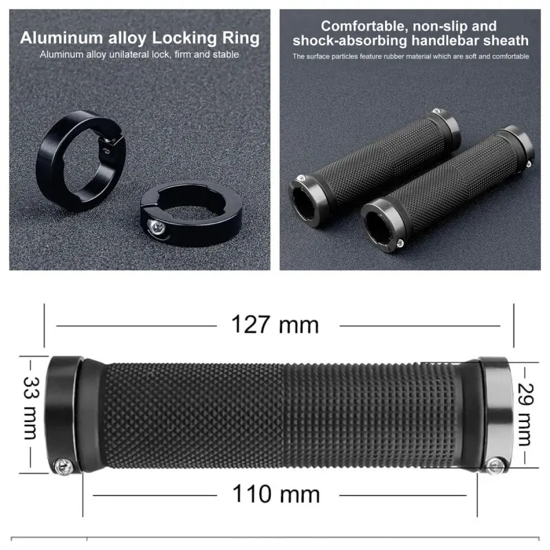 Bicycle Handlebar Grips Bicycle Rubber Grips Alloy Lock Non-Slip Double Aluminum Lock on Locking Handlebar