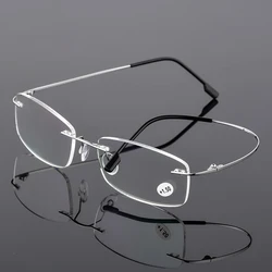 Ultralight TR90 Memory Titanium Rimless Reading Glasses Men&Women Presbyopic Eyeglasses +1.0 +1.5 +2.0 to+3.5 +4.0