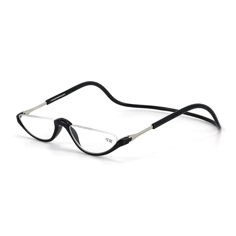 

2023 Folding Halter Neck Reading Glasses Men Women HD Fashion Half Frame Magnet Anti-fatigue Presbyopia Eyeglasses