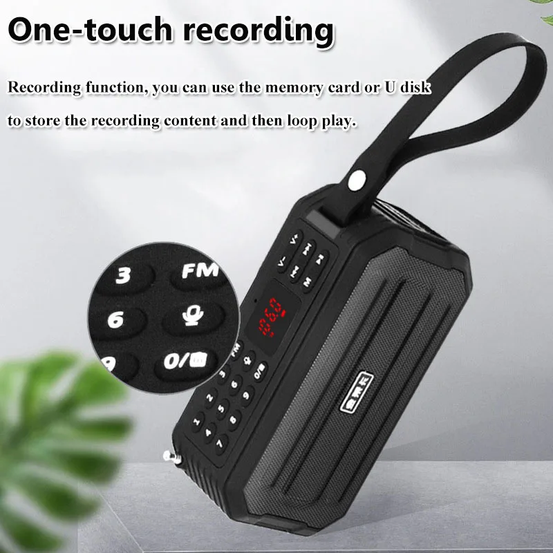 Mini FM Radio Portable Digital Radios with LED Display Outdoor Wireless Bluetooth Speaker Subwoofer Support TF Card USB Recordin