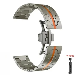 Luxury 22mm Stainless Steel Strap - Premium Metal Bracelet Watchband - 22mm Universal band (Titanium O - Tool)
