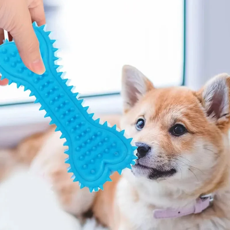1PC Pet Chew Toy Soft Rubber Bite-resistance Bone Shape Teeth Grinding Chewing Toys for Small Dogs Training Pet Supplies Brush 2