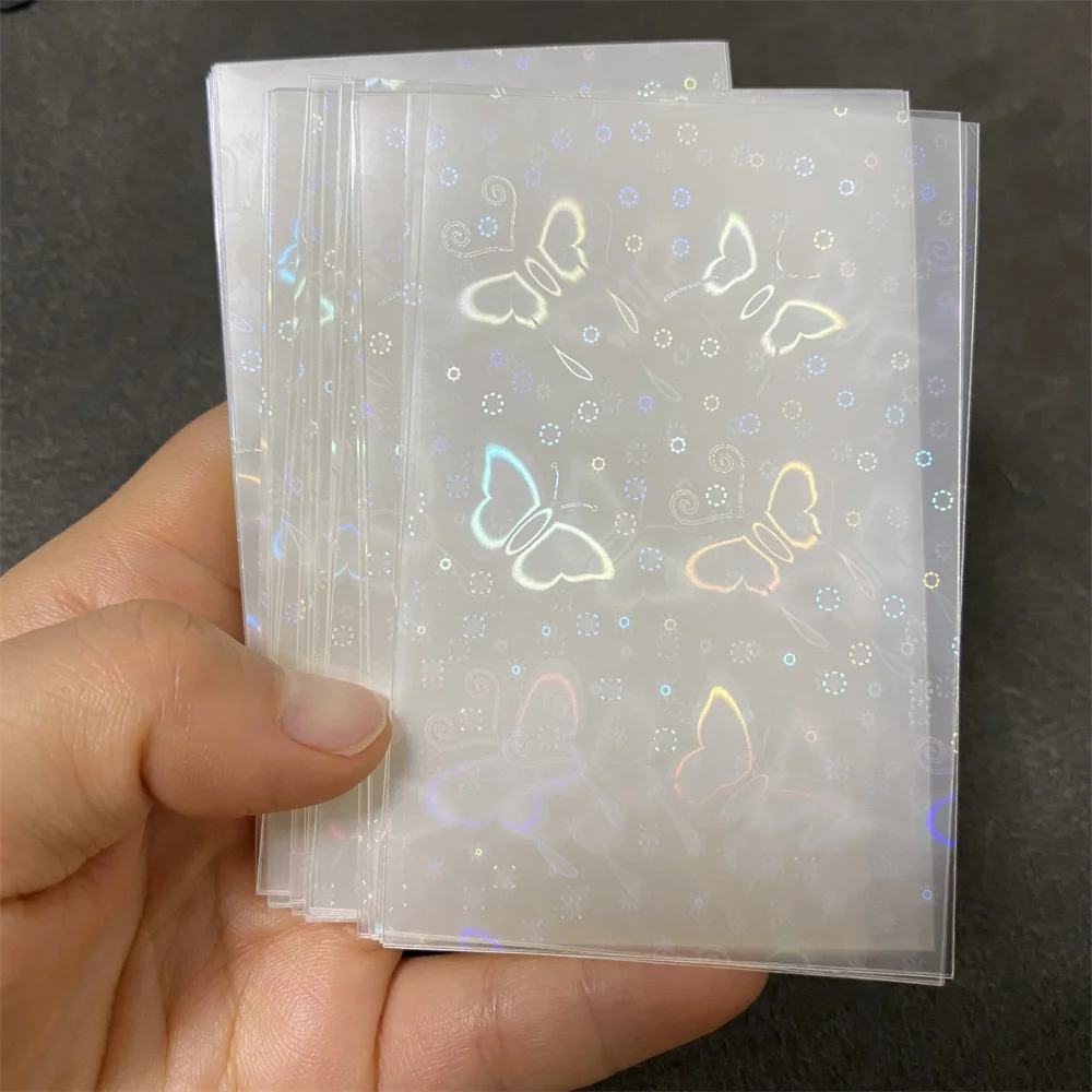 50/100PCS 58*89mm Laser Butterfly Shaped Foil Card Sleeves Transparent Tarot Game Storage Bag For Board Protector Cover 5 pcs v shaped acryliccard triangle bable conference card double sided transparent guest seat card table sign tabletop seat