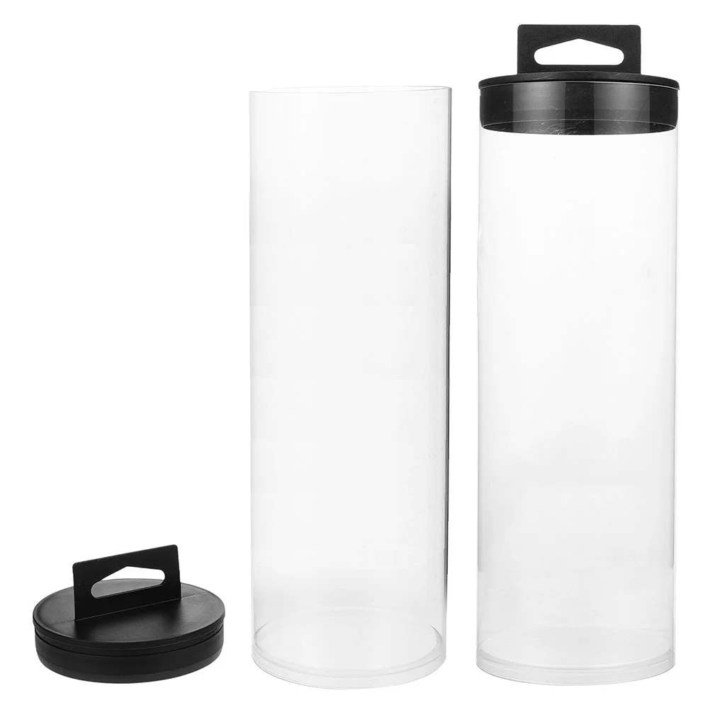 2 Pcs Transparent Tennis Tubes Black Lid Sports Supply Clear Ball Holders Durable Container Racquet Sports Tennis Accessories