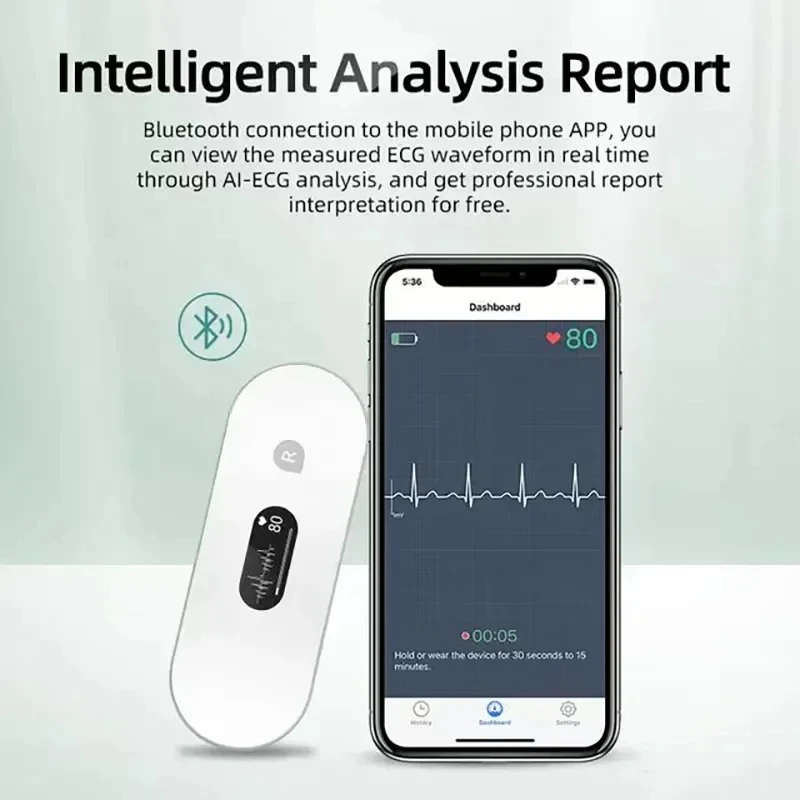 ECG Monitor Portable OLED Bluetooth EKG Cardiaco Heart Monitoring Wearable Unlimited Data Storage Share