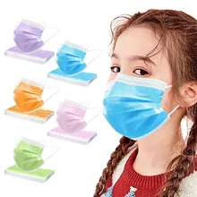 50PC Child Disposable Masks Solid color Kids Plant Non-Woven Fabric Earloop Bandage masque 3-Layer Non-wove Anti-dust mouth Mask