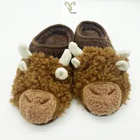 New Hot Highland Cow Slippers Plush Cattle Slippers Brown Cartoon Winter Warm Kawaii Animal Slides Shoes Adult Plushie Gift 1