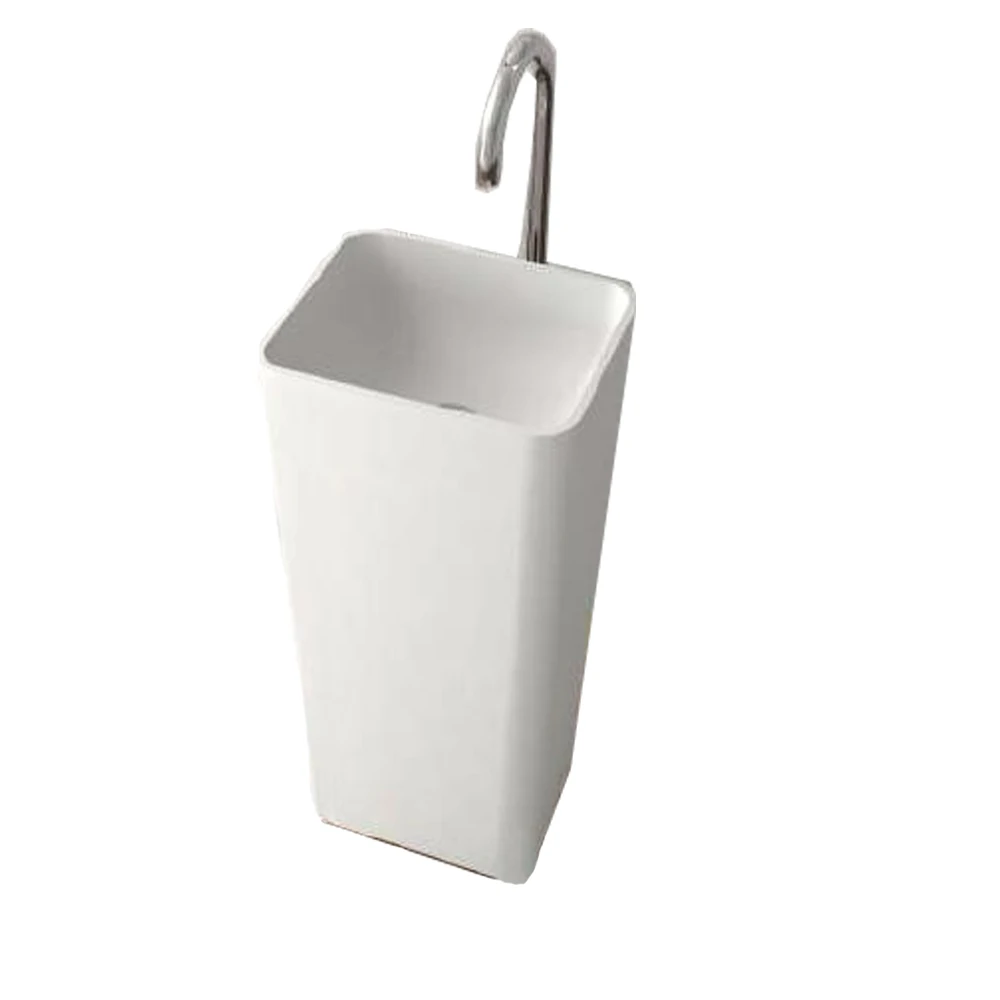 

Bathroom Corian Pedestal Wash Basin Freestanding Solid Surface Stone Cloakroom Vanity Floor Mounted Sink RS38477