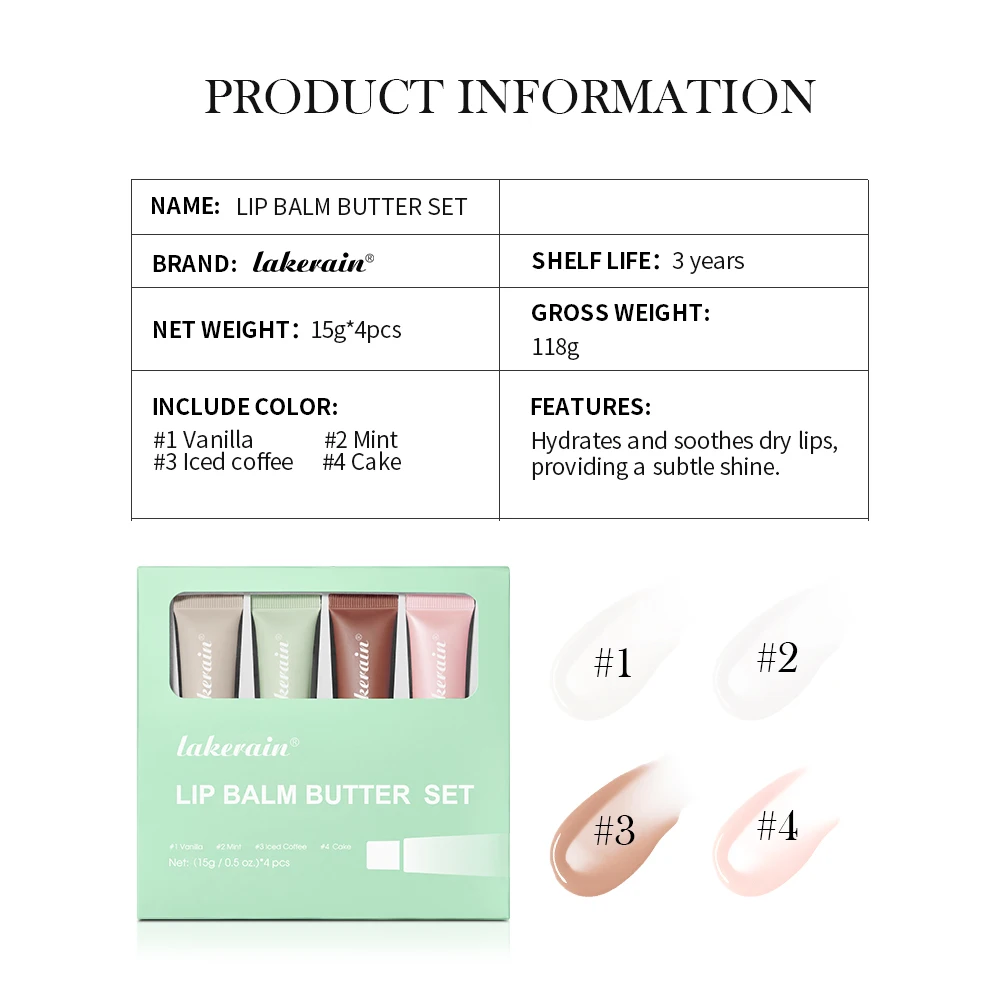 4Pcs/set Butter Lip Balm Set Anti-cracked Plumping Tinted Lip Butter Long Lasting Moisturizing Nourishing balm Set lip balm lip makeup