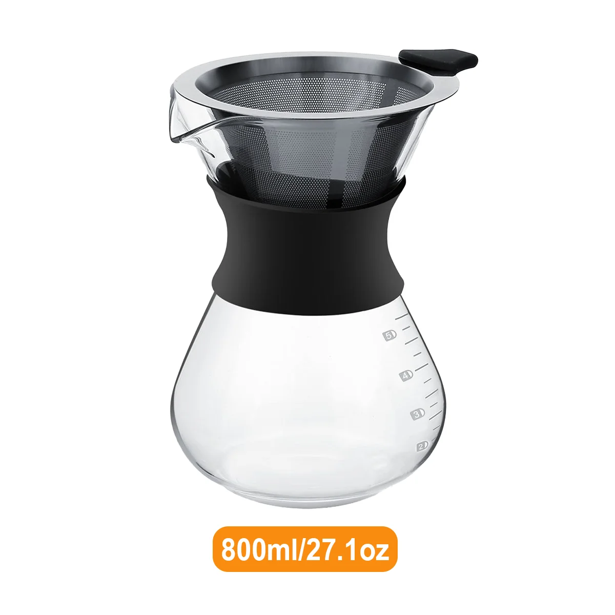 ماكينة قهوة زجاجية بفلتر ستانلس ستيل